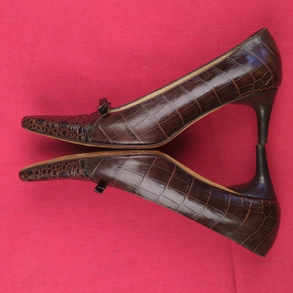 Isaac Mizrahi Crocodile Pattern Leather Pumps, Made In Italy, Vintage? - Picture 3 of 16
